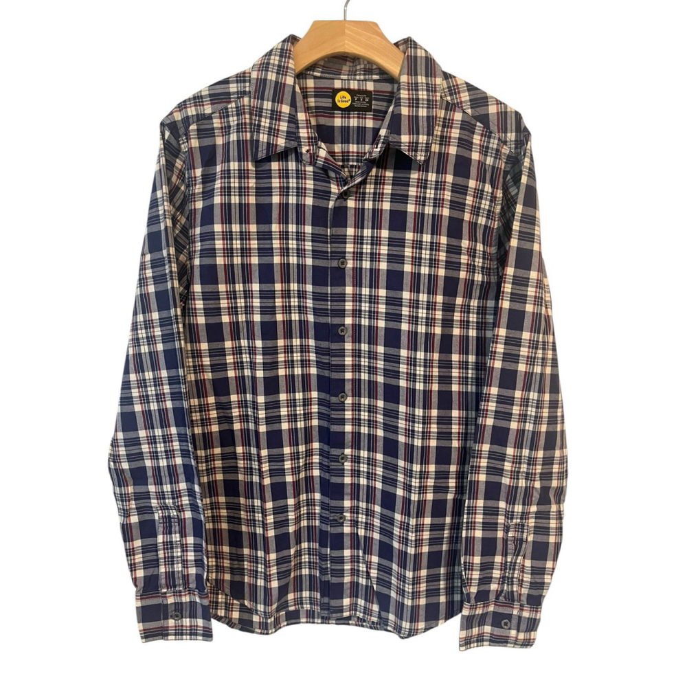 Life Is Good Mens Plaid Button Down Shirt Small